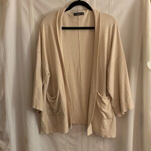 Zara Women's Beige Open-Front Cardigan